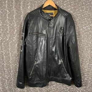 Women's Las‎ Vegas Golden Knights Faux Leather Quilt lined Biker Jacket Size 2XL